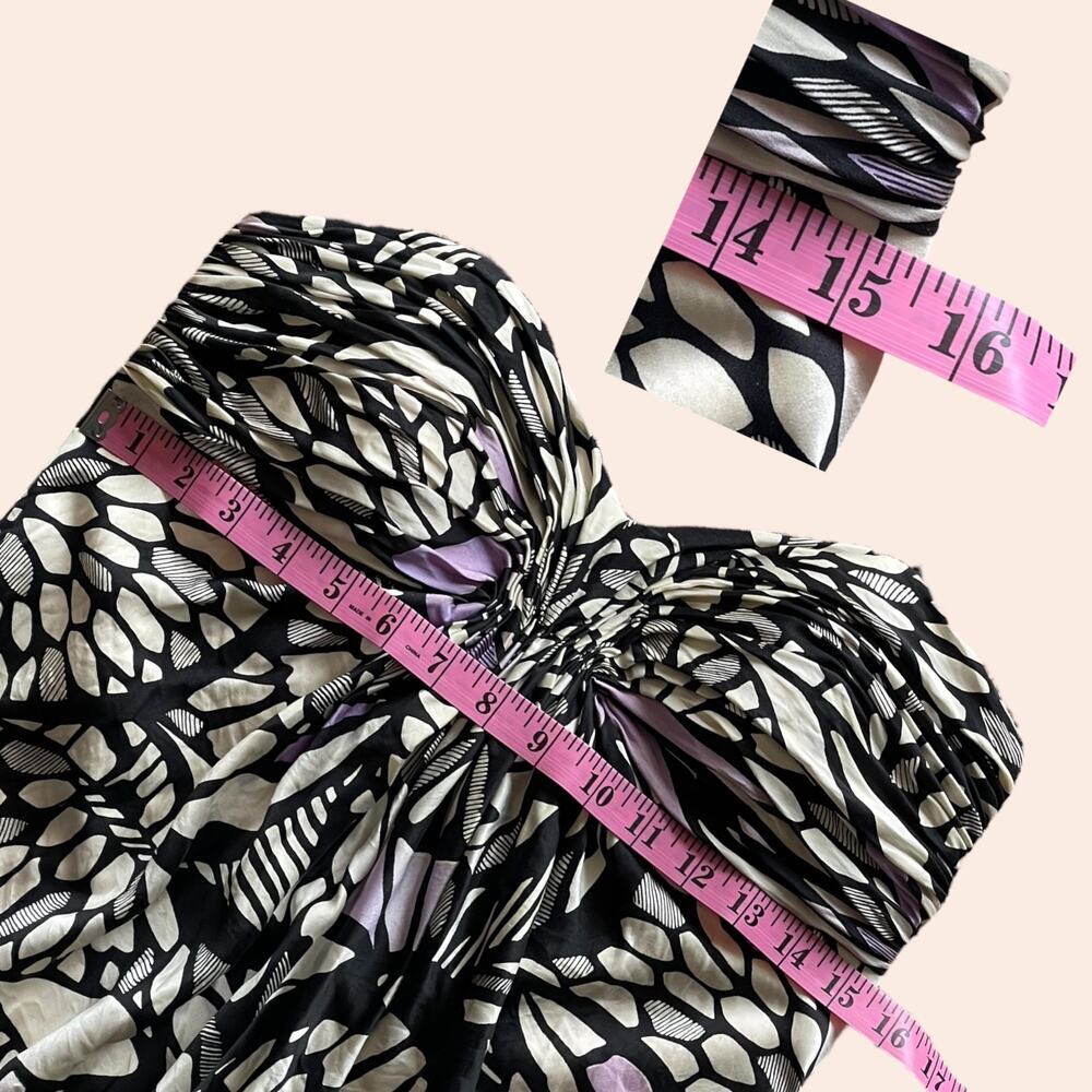 Laundry by Shelli Segal Butterfly Silk Maxi Dress Size 6 Strapless Black White - Picture 4 of 8